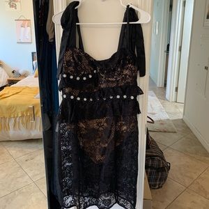 For love & lemons black midi dress